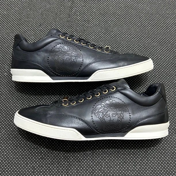 95新 VERSACE/范思哲 42码 27cm 黑金 美杜莎 板鞋