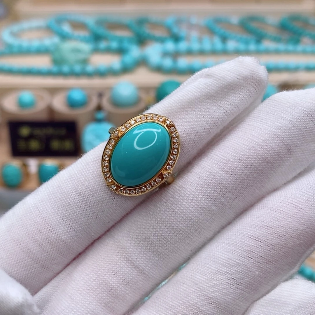 绿松石18K金镶嵌珠宝奇石