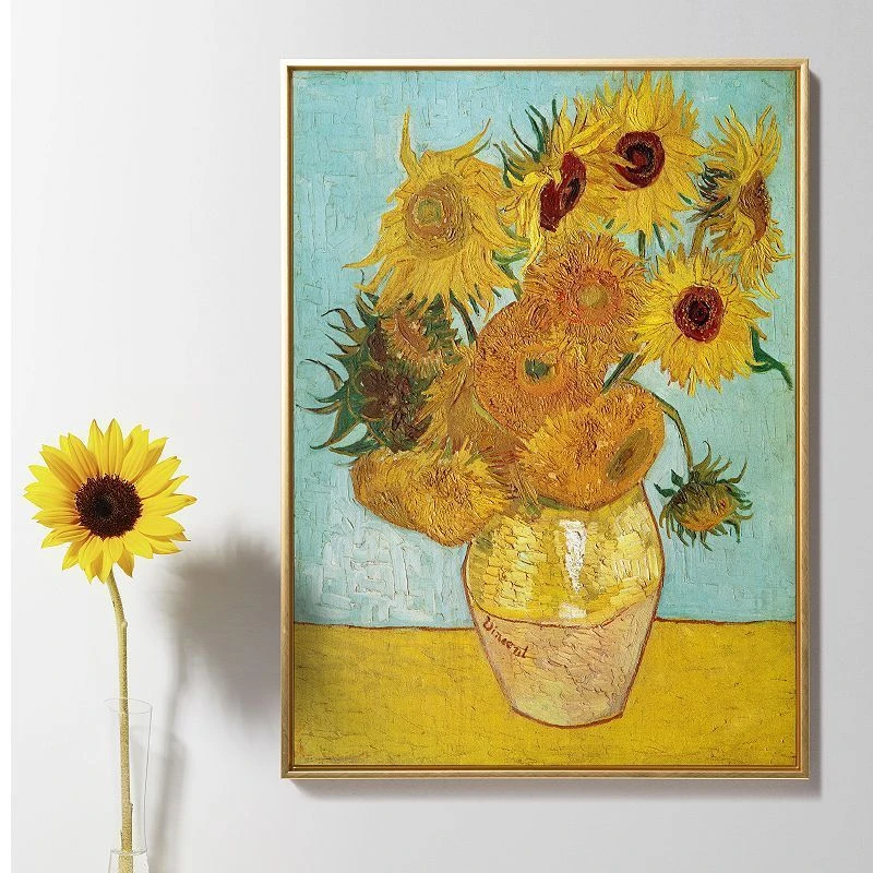 梵高装饰画客厅背景墙卧室餐厅凡高向日葵装饰画玄关入门壁654