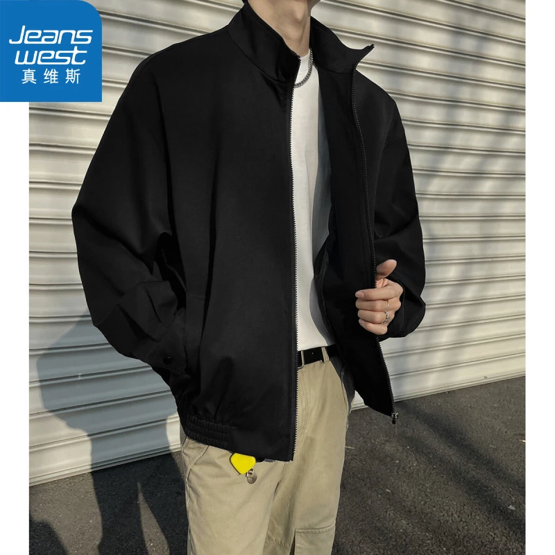 真维斯2025春装大码宽松夹克短款外套男装春季青少年拉链衫上衣潮