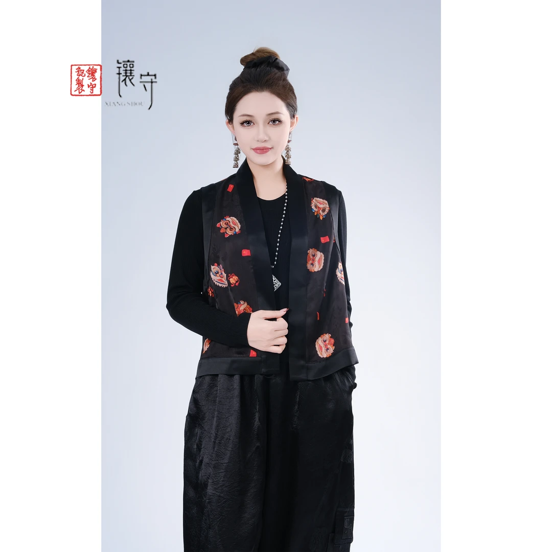 【镶守·福安】春季新中式时尚洋气轻奢百搭上衣马甲G3299-1小狮子