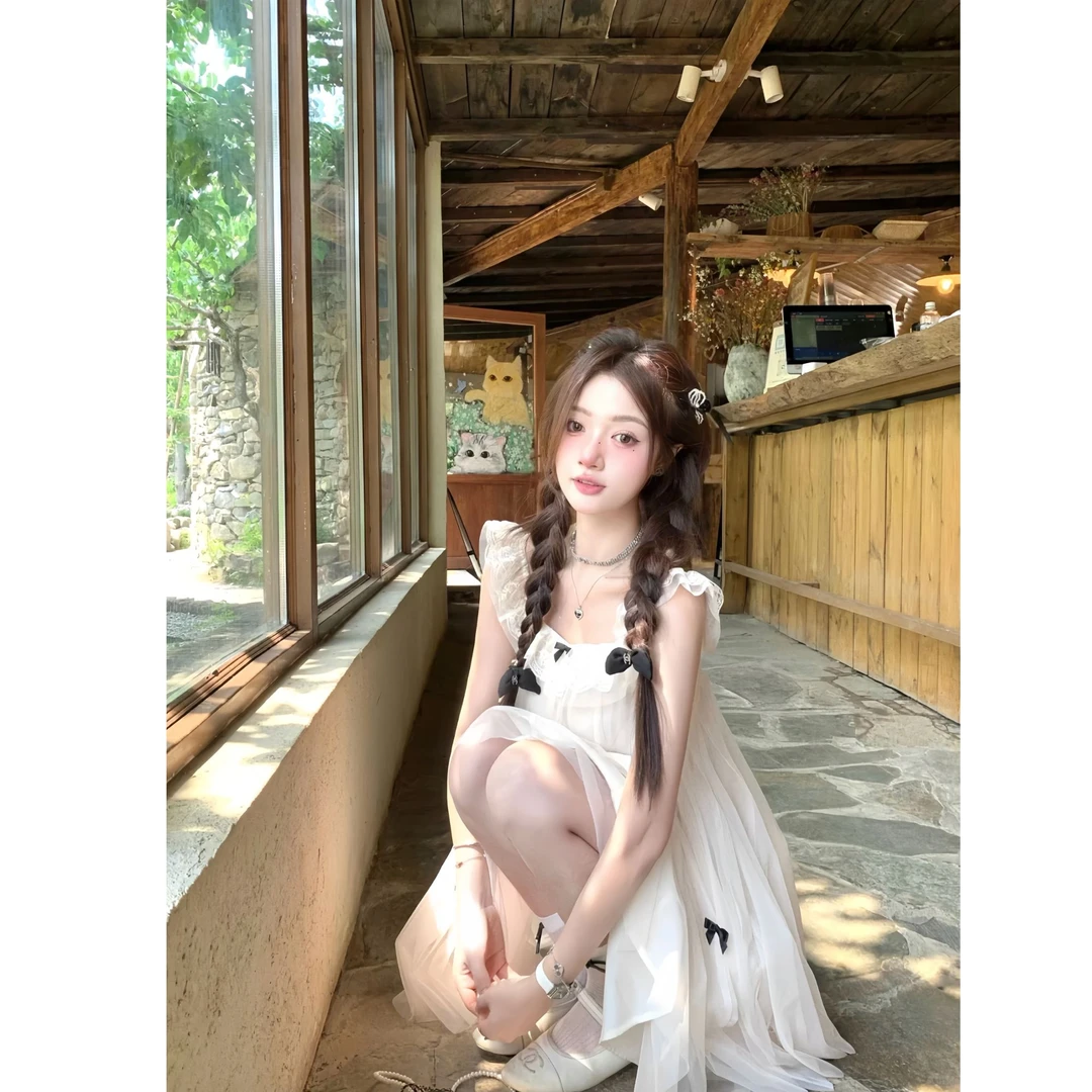 罗曼史诗集 夏季新款纯欲甜美温婉大方千金仙气网纱娃娃装连衣裙