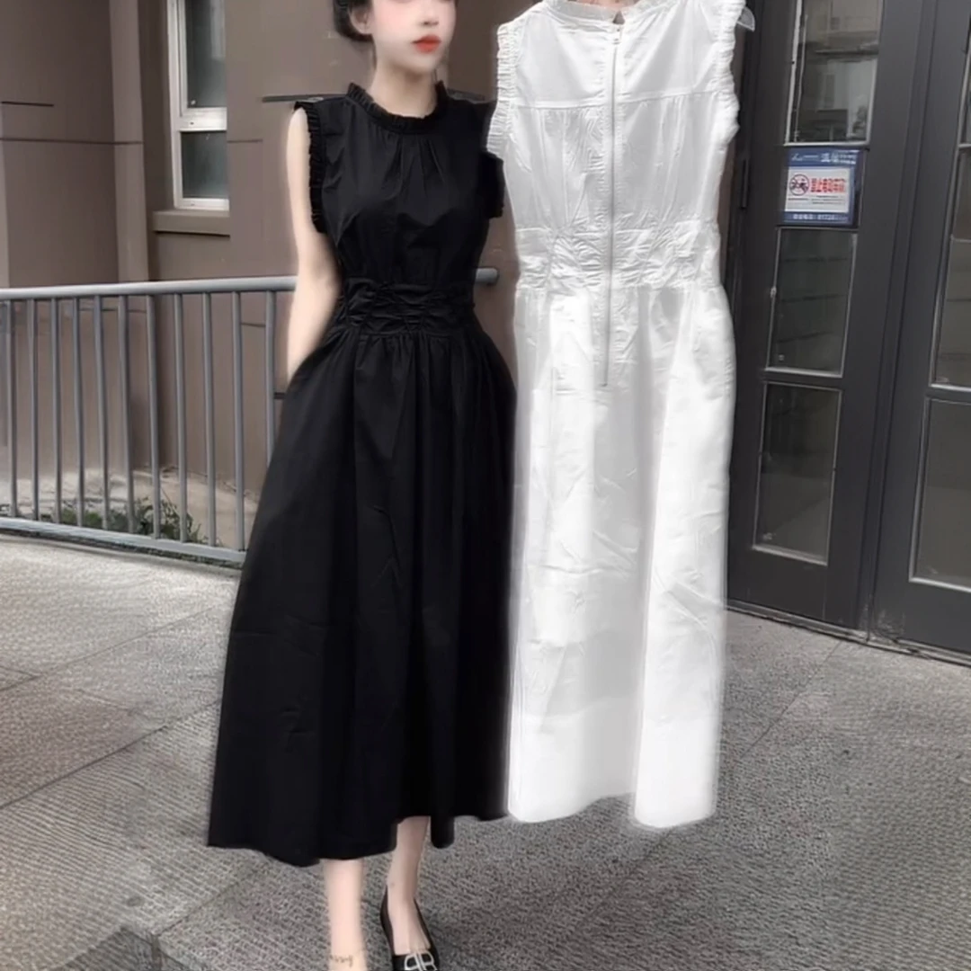 设计款网红爆款时尚连衣裙2025夏季新款洋气减龄无袖收腰长款裙子