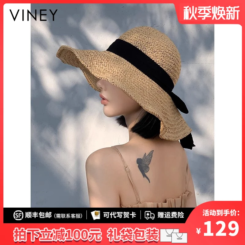 Viney防晒帽子女2025新款韩版ins大帽檐太阳帽夏天防紫外线遮阳帽
