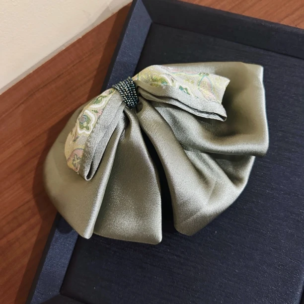 森系女法式男女通用日韩抓夹发夹百搭纯色绿色饰品