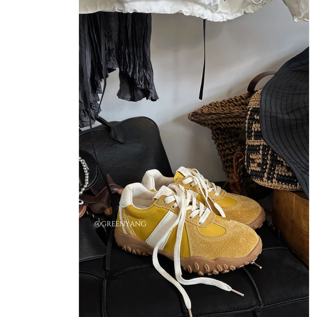 老羊家~韩版德训鞋2025春季新款时尚透气韩版厚底休闲鞋阿甘鞋女
