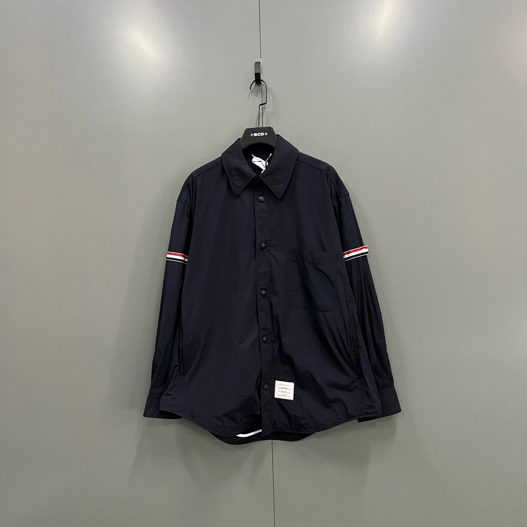 95新 THOMBROWNE （ll）藏青色臂标条纹外套 3码/95新011538