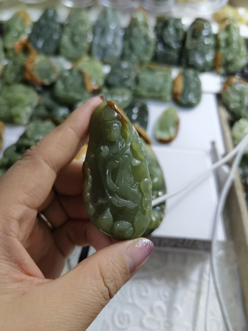 析木河磨玉龙观音吊坠