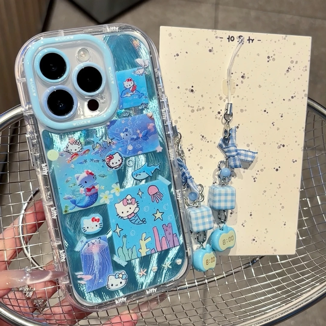 梦幻美人鱼kitty适用苹果16手机壳iPhone15奶油壳华为p40小米14套