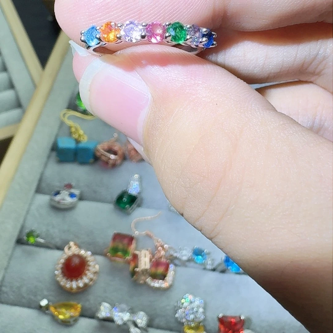 绿水晶戒指银S925镶嵌