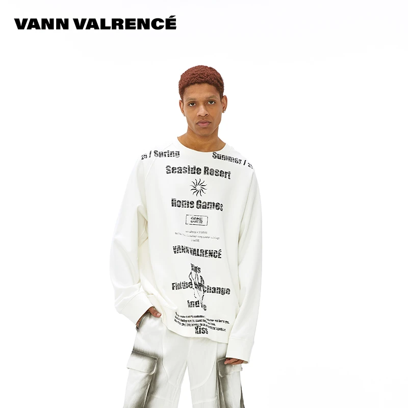 VANN VALRENCÉ原创设计25春季新品男女同款标语主题印花长袖卫衣
