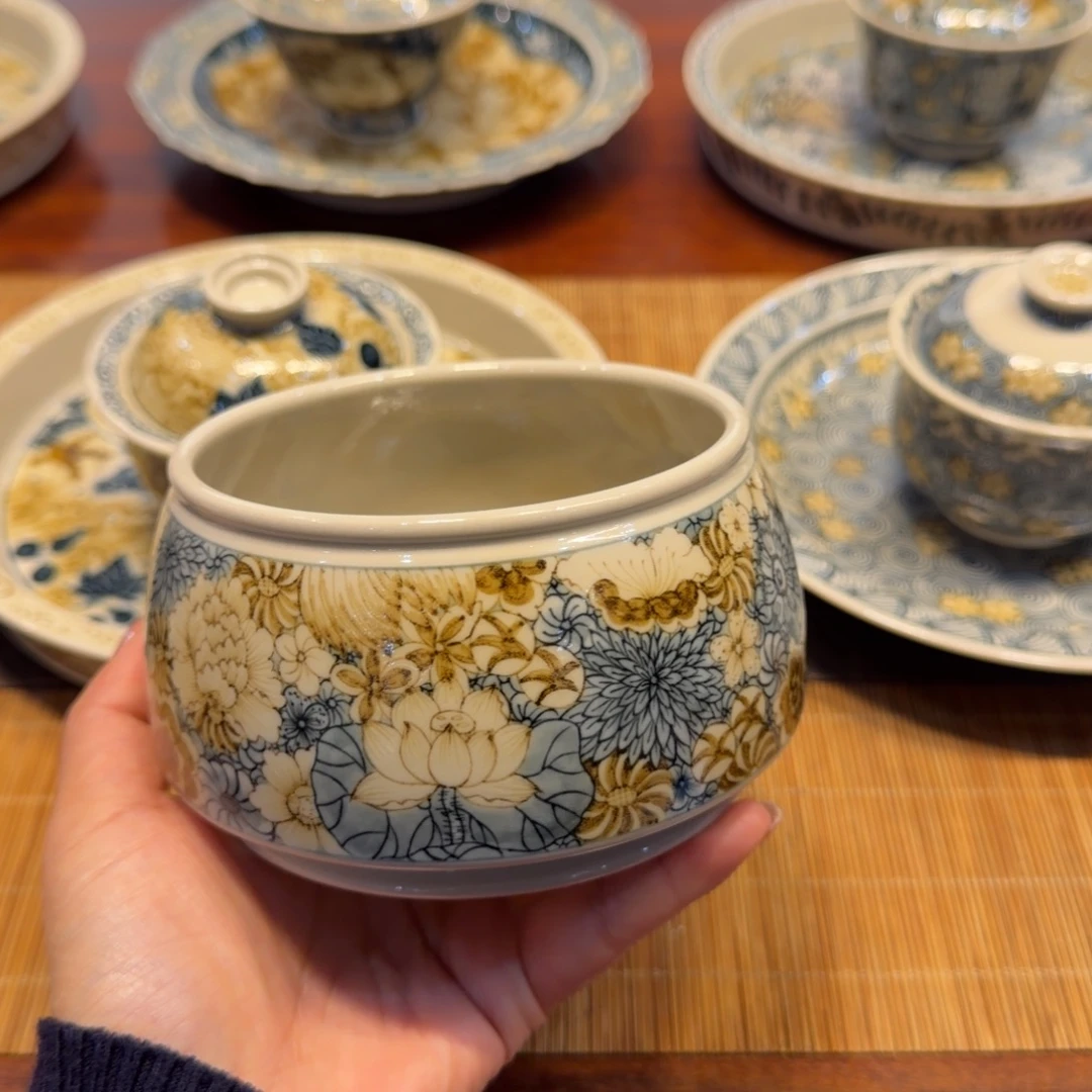 二号釉里金万花水洗