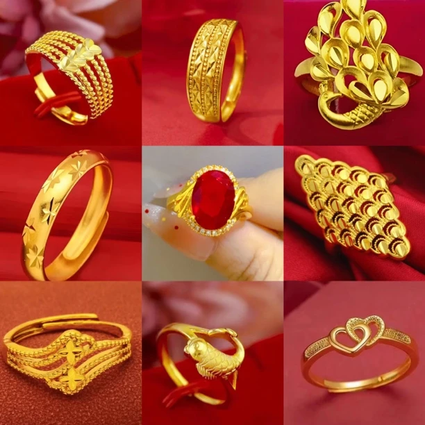 铜合金戒指 网红经典仿真不掉色金色戒指高级时尚送妈妈日常饰品