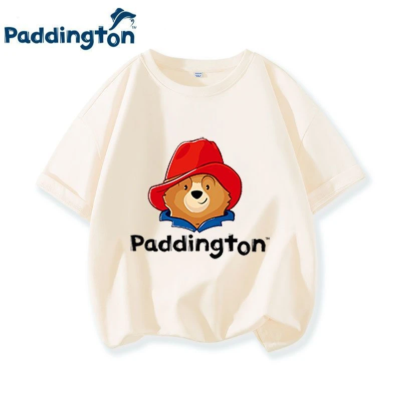 帕丁顿熊男童短袖T恤夏季新款纯棉宽松儿童洋气学院风半袖上衣
