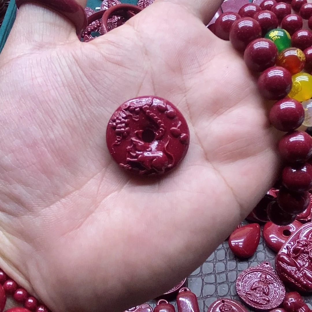 天然辰砂生肖平安扣鼠