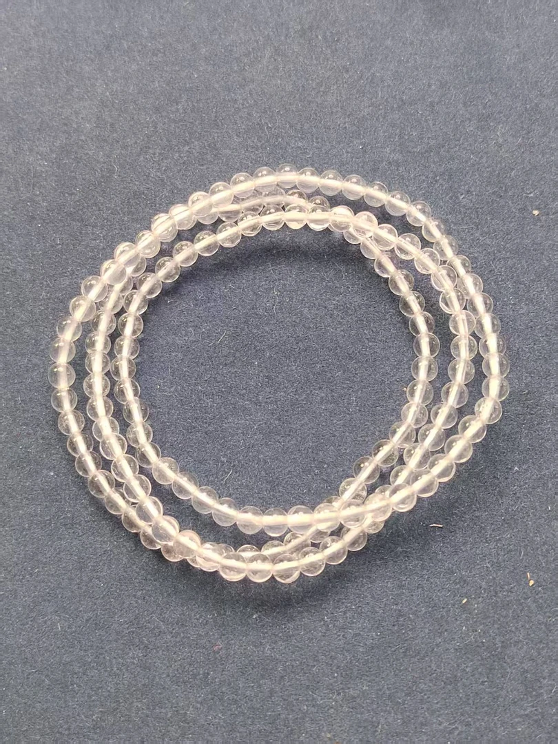 天然高净度白水晶圆珠多圈长链4mm