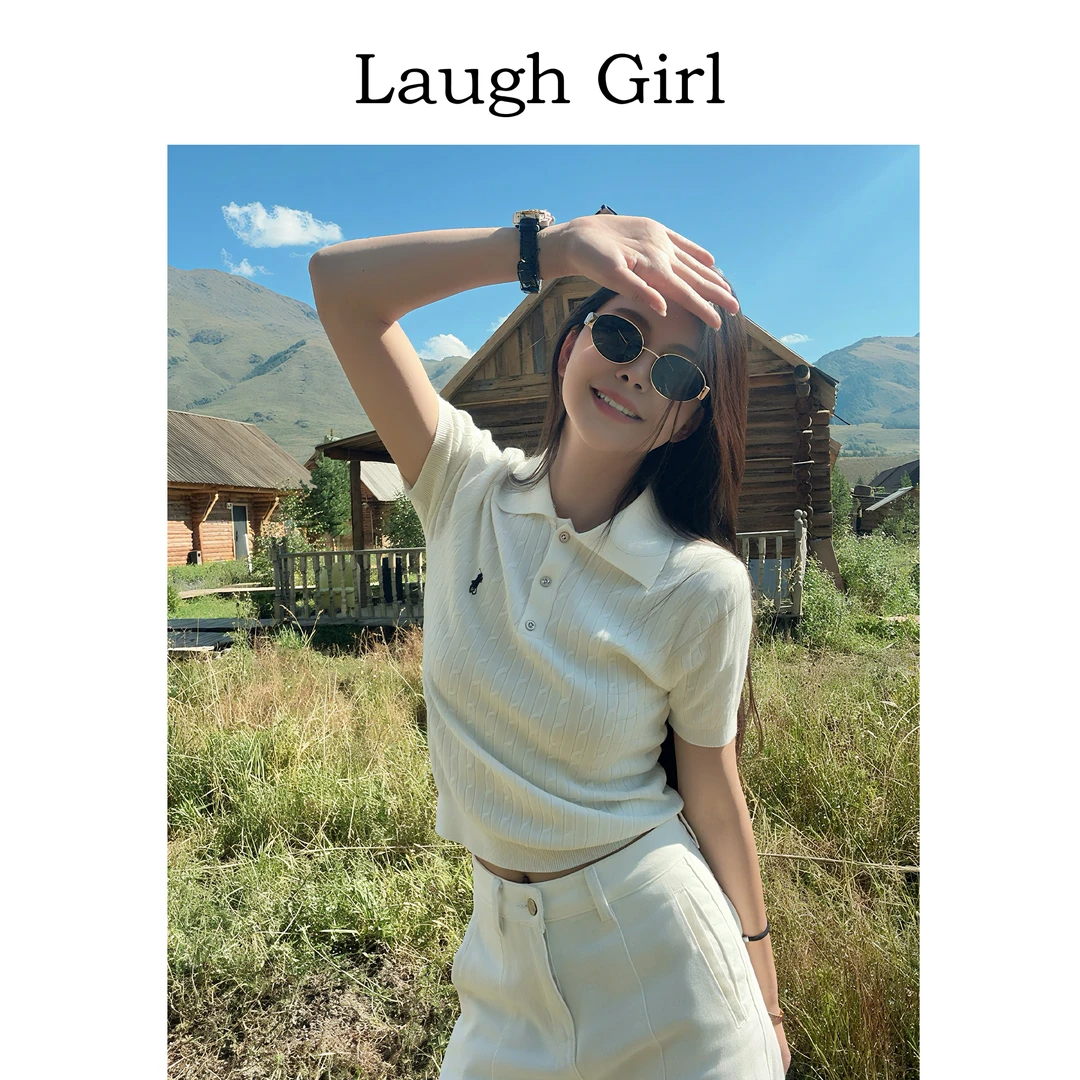 楚楚君 Laugh girl【韩系少女】韩版时尚小马刺绣针织衫XL53552J