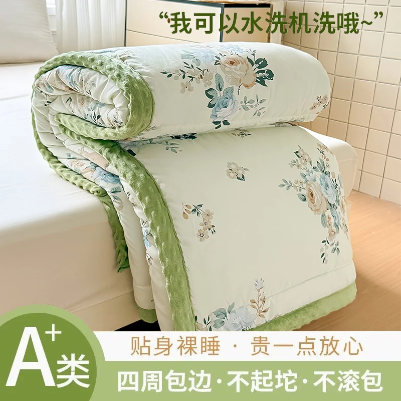 2025新款轻奢印花绒豆豆被加绒加厚学生春秋冬被