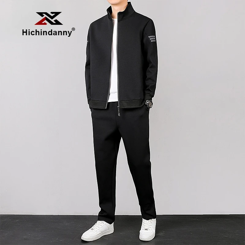 HICHIN男士三条杠休闲运动套装春秋季立领长袖卫衣卫裤休闲两件套
