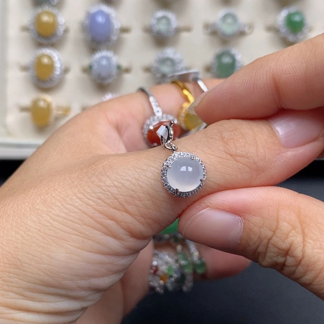 翡翠戒指银S925镶嵌一**号戒指