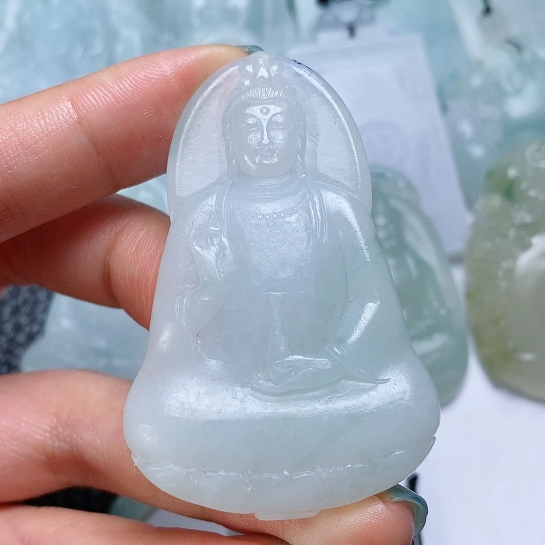 定制翡翠未镶嵌毛货付款后确认抛光