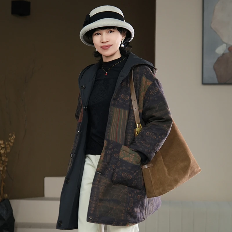 24102675芙兰卡尔气质长款两面穿棉袄秋冬百搭防风女士保暖棉衣