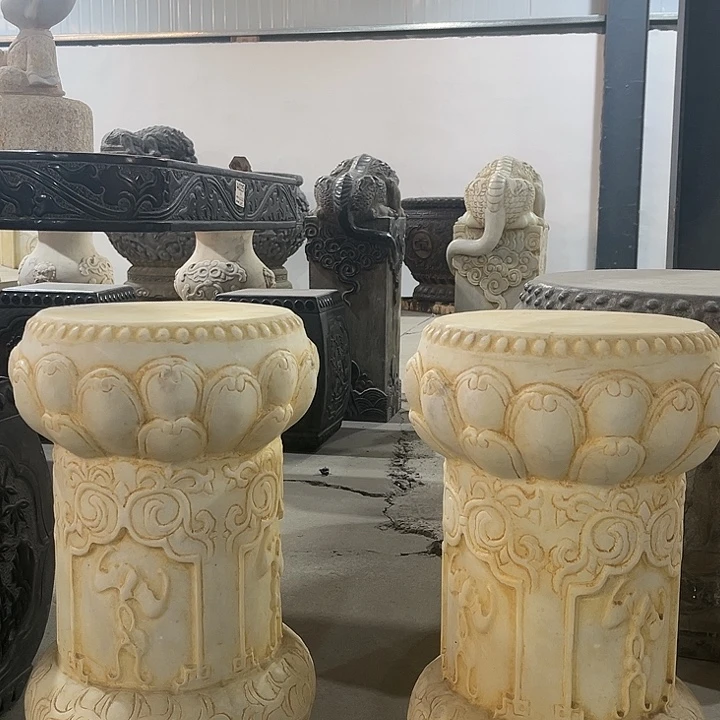 石头汉白玉莲花花几