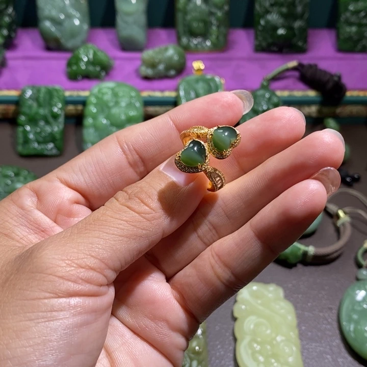 银S925镀金镶嵌和田玉挂件哈***～