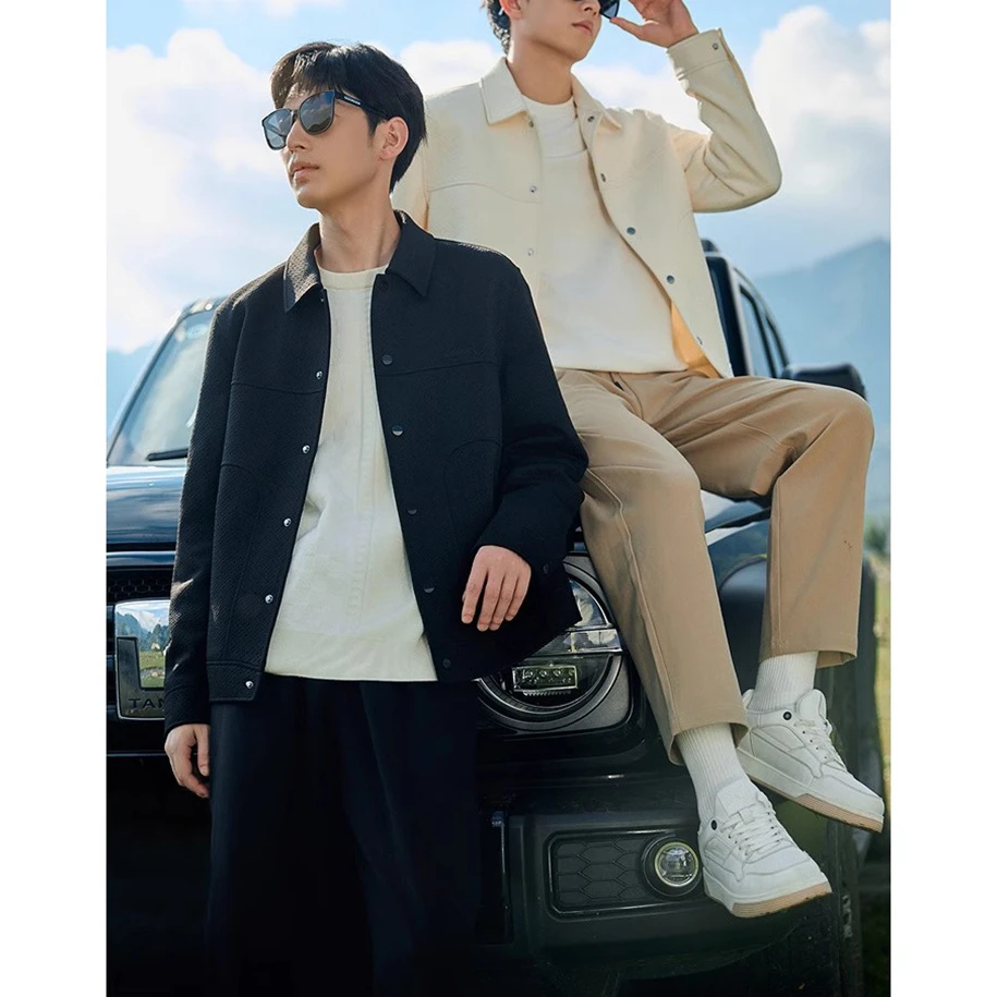 H1149男士轻奢专柜新品春款男式夹克 翻领舒适休闲外套  时尚都市