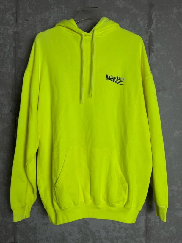 未使用 Balenciaga/巴黎世家 M*1/荧光黄可乐印花帽衫/09958/JP