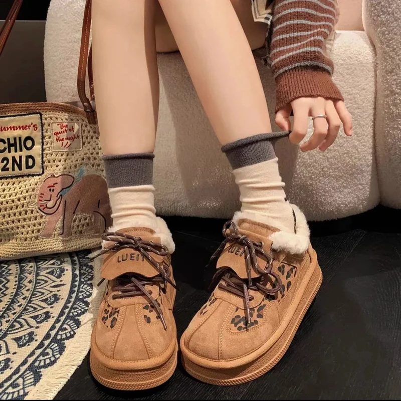 【断码扣号001-130】听主播口令下单2024冬季豹纹新款冬款女鞋加绒