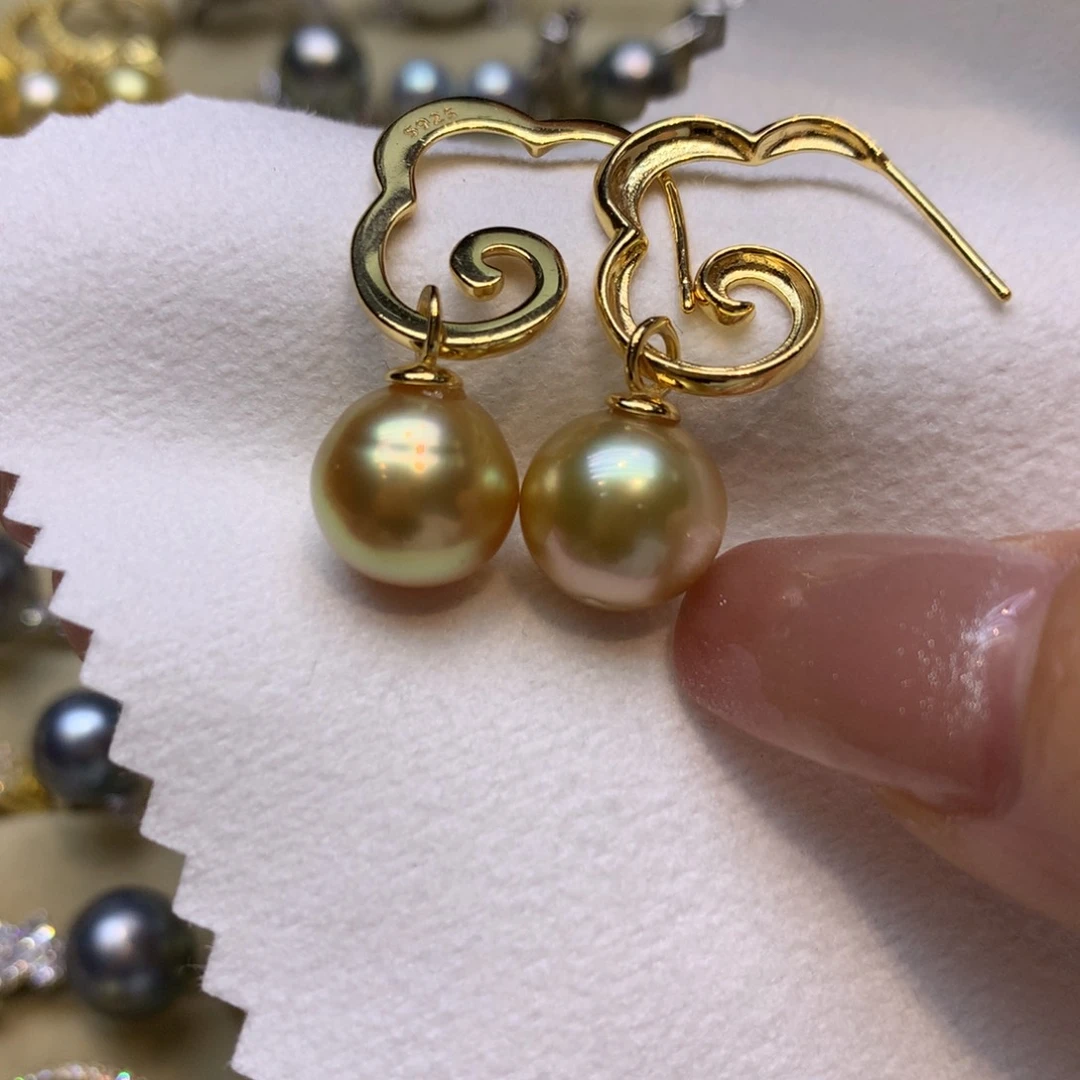 银S925镶嵌耳饰海水珍珠