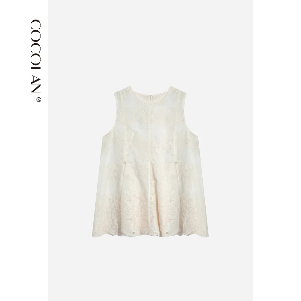 COCOLAN【如画】无袖刺绣小衫背心女CL3XS2512