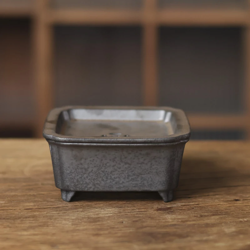 【坐饮亭竹】陨铁釉-灰念-墨香建水-直径12CM高5CM（灰念0329）