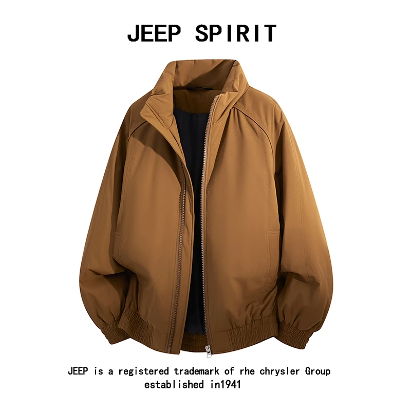 JEEPSPIRIT棉服男秋冬季高级感设计师飞行员外套加绒加厚夹克时尚