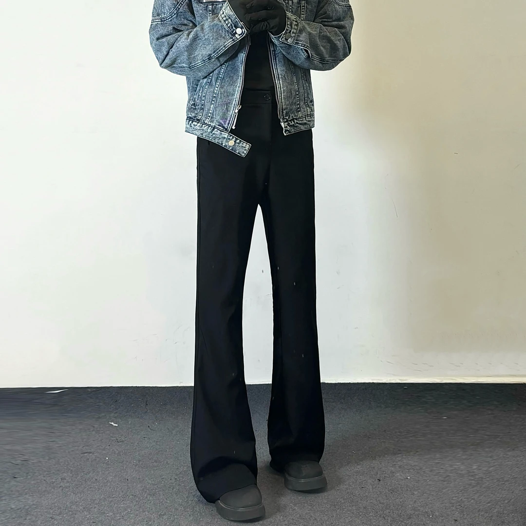 【QLTTQ】特调提裆弯刀微喇cleanfit秋冬休闲黑色显腿长休闲西裤男