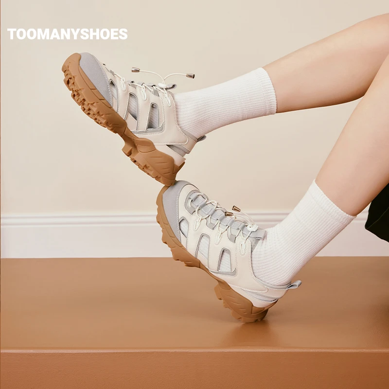 Toomanyshoes24夏山系少女厚底运动休闲鞋雅丹风镂空包头凉鞋