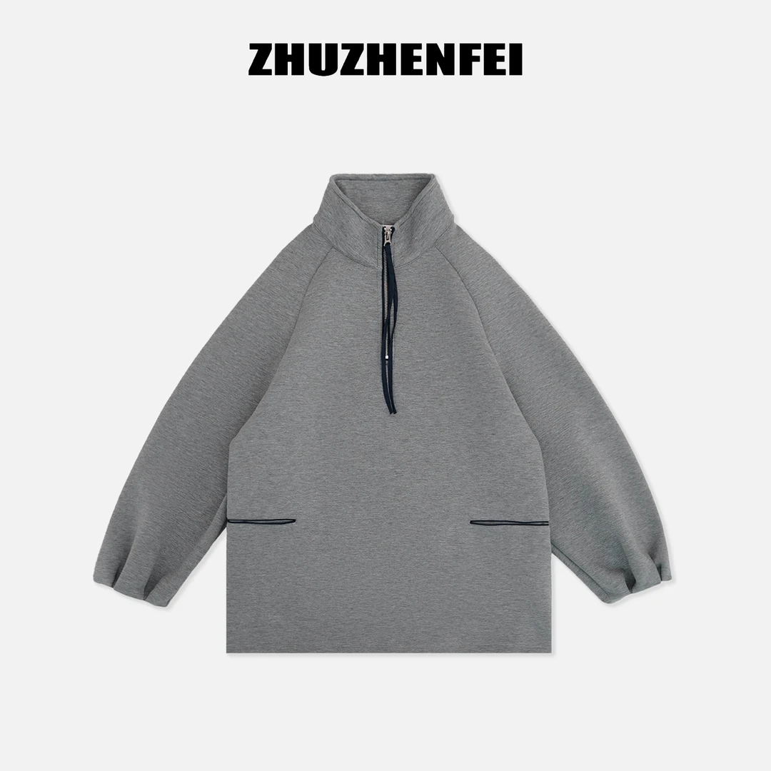ZHUZHENFEI【灰度】Polo立领舒适保暖外套无帽卫衣-Z354046