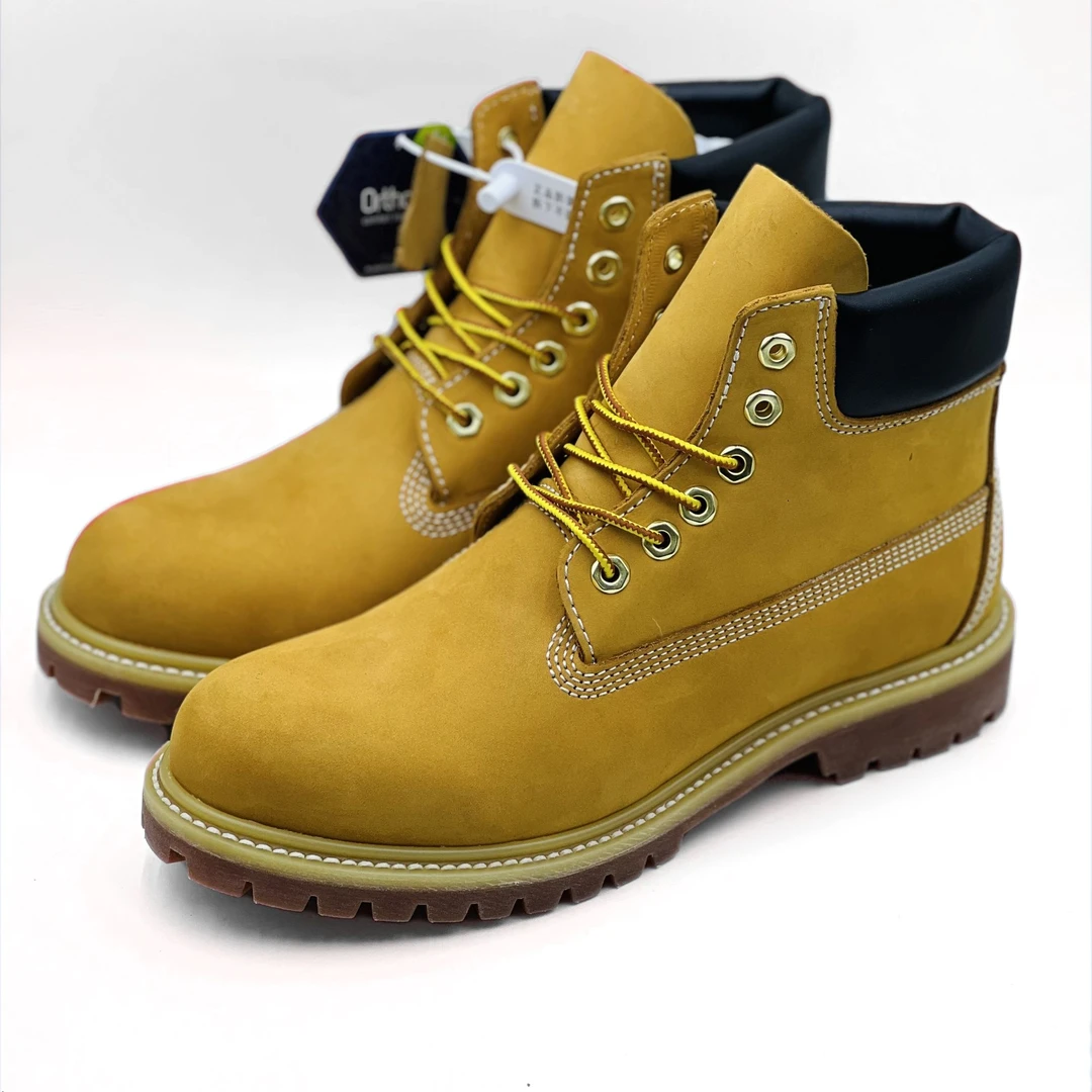 大黄靴 固特异工艺 头层牛皮 休闲大黄靴中高帮透气时尚
