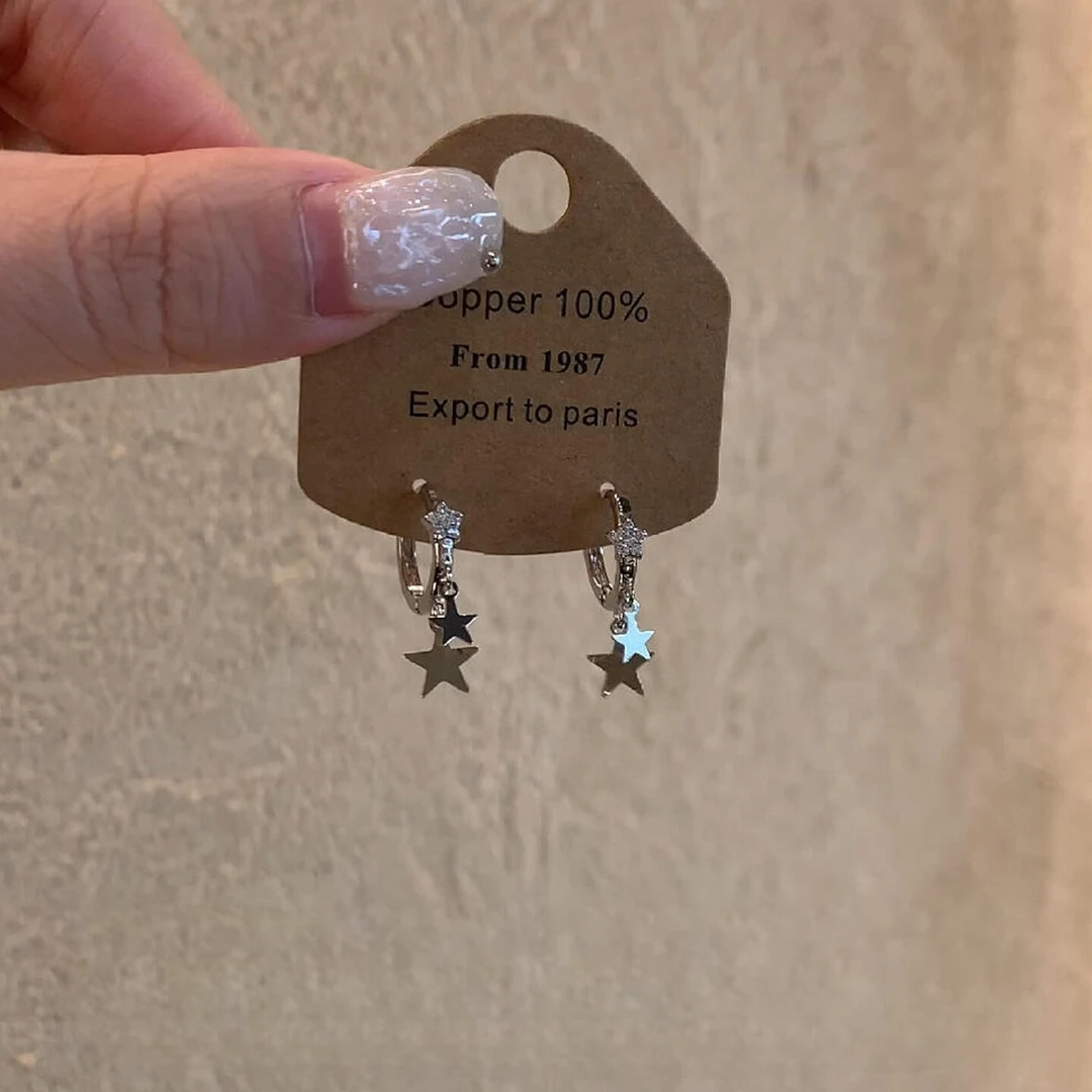 卡柒 铜合金耳饰 爆闪双五角星耳环女时尚小众设计高级清冷感耳饰