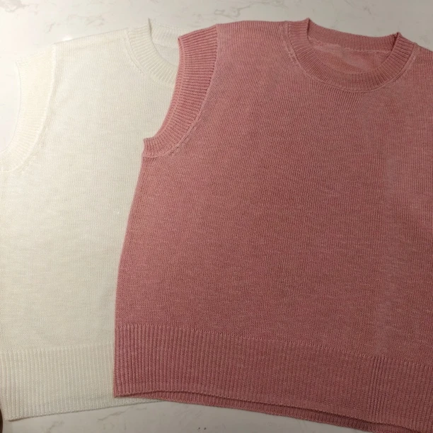 夏款轻薄棉麻针织衫马甲背心