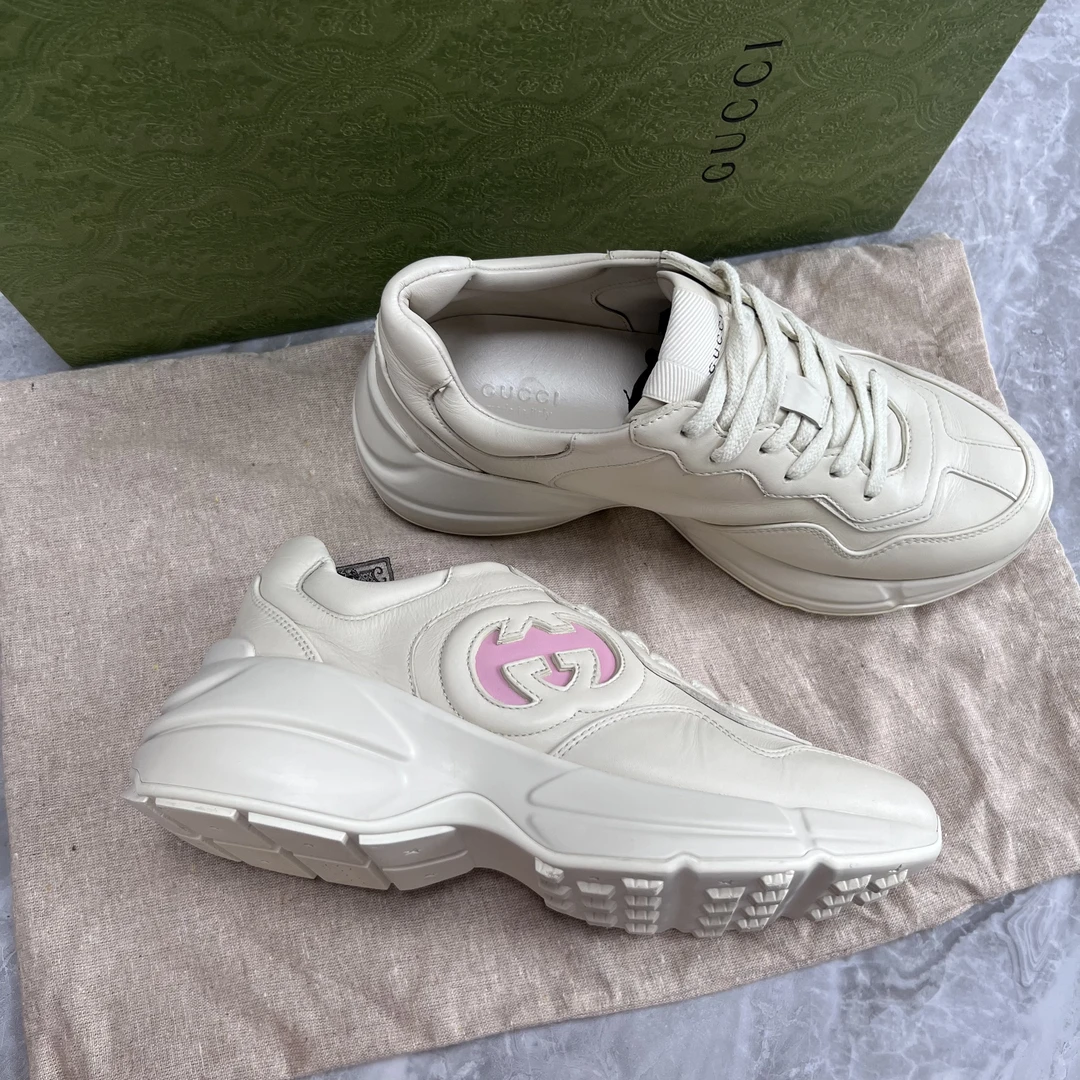 99新 GUCCI/古驰 37码！古驰老爹鞋 粉色蝙蝠侠厚底