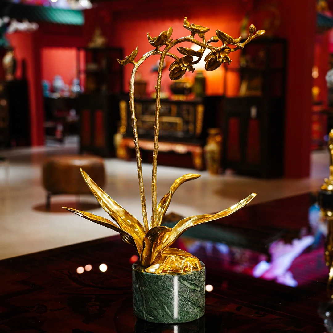 【本尼家】GY15现代家居软装装饰黄铜鲜花客厅桌面玄关艺术摆件