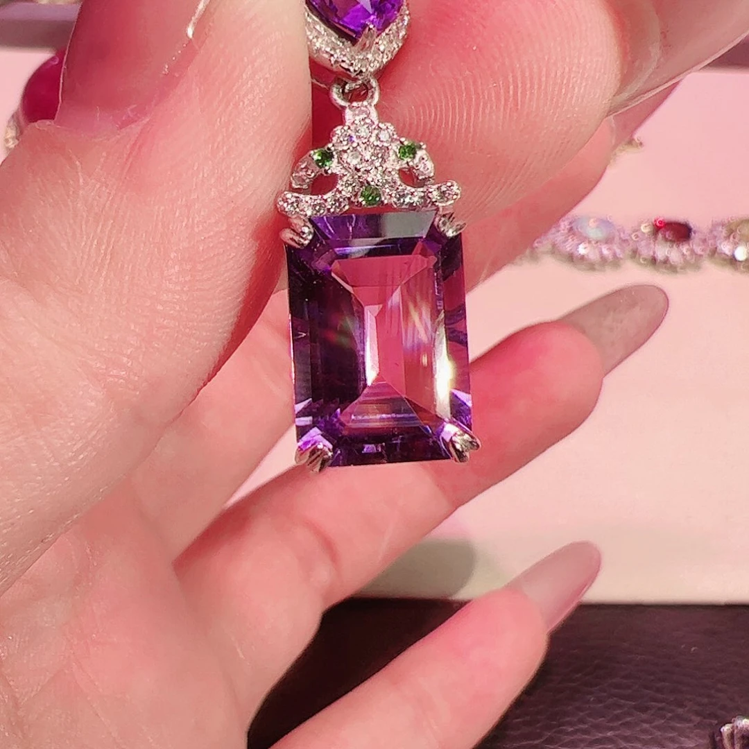 紫晶紫水晶银S925镶嵌