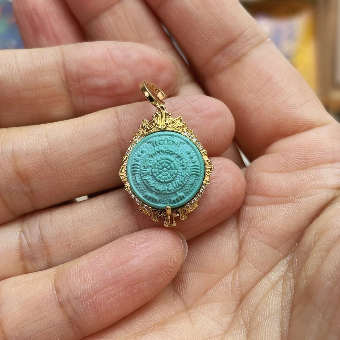 绿松石18K金镶嵌吊坠(不含链)