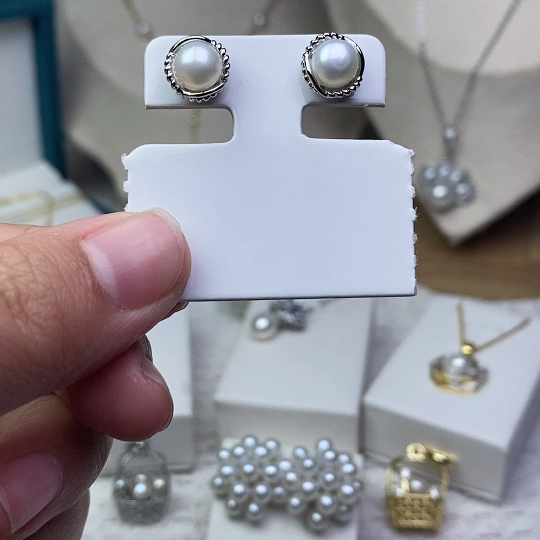耳饰银S925镶嵌淡水珍珠