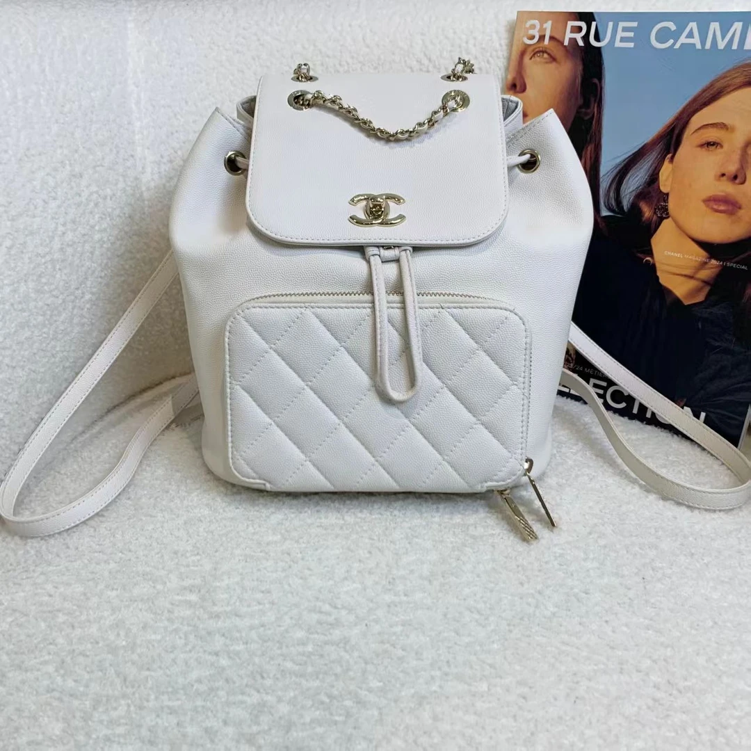 99新 Chanel/香奈儿 壹臻/白金牛affnity双肩包 27开 87323944