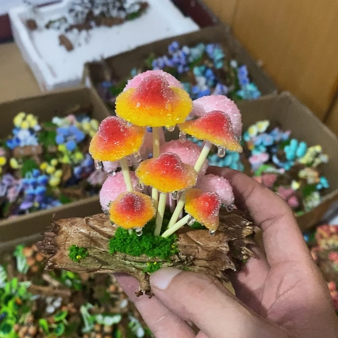 妮***啦双层款树脂粘土蘑菇冰箱贴