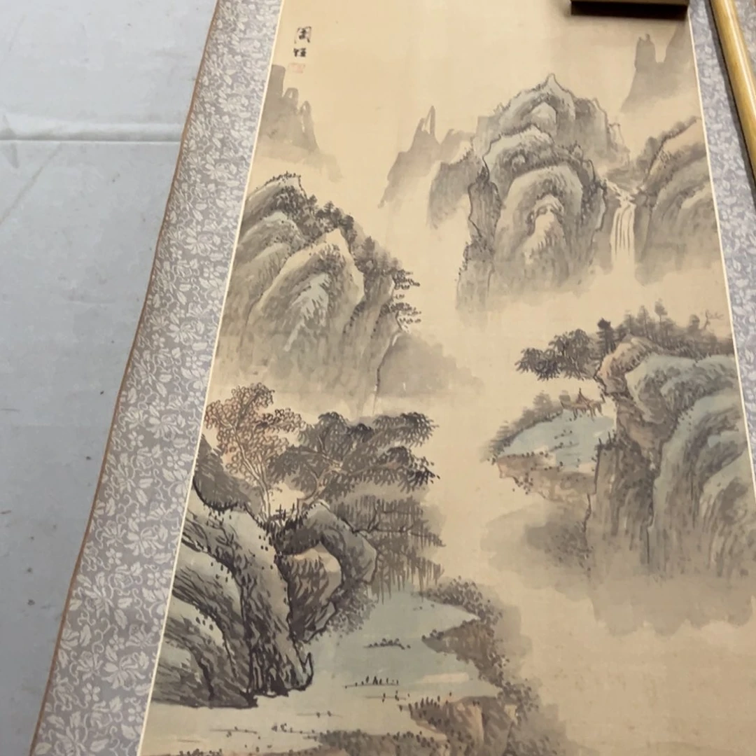 国画陇***聚手绘临摹山水挂轴