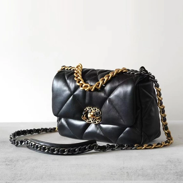 羊皮菱格链条包包女2023新款真皮包通勤单肩小众设计斜挎包大容量